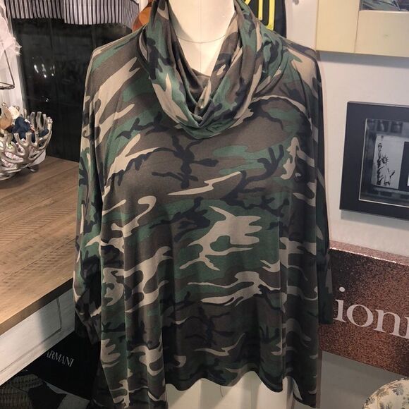 Camo Loungewear Hi Lo Poncho with Cowl Neck Comfort. Relax and disappear 🫥 - Picture 1 of 17